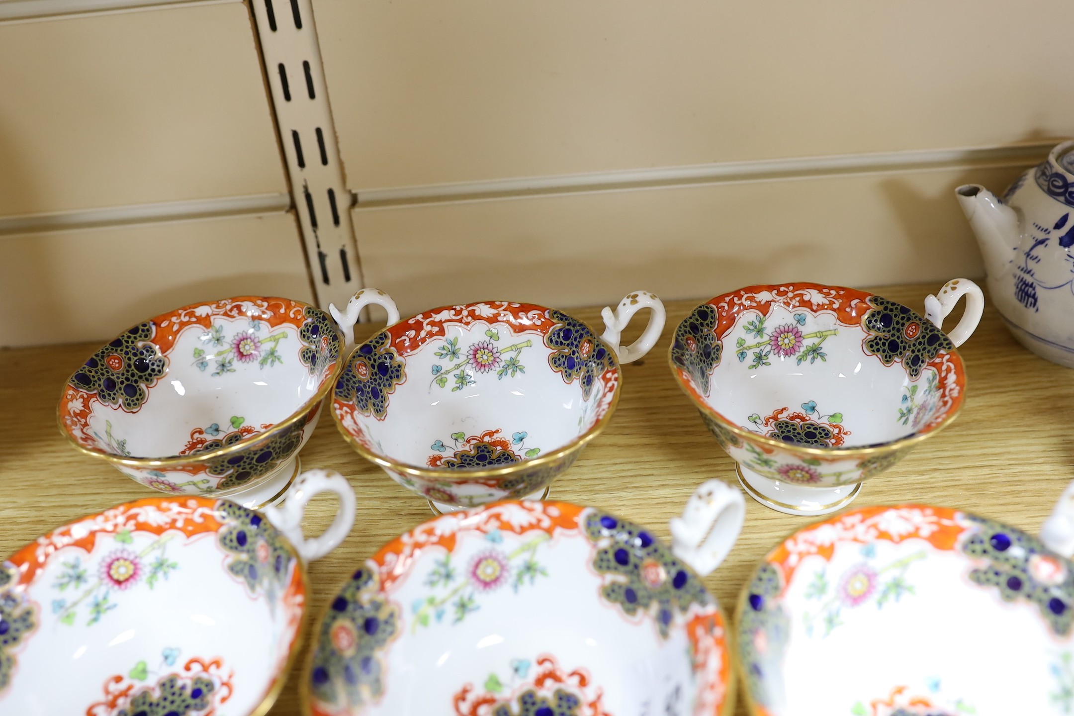 Nine 19th century English porcelain teacups